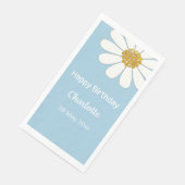 White Retro Modern Daisy Flower Birthday Party Servet (Hoek)