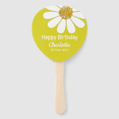 White Retro Modern Daisy Flower Custom Birthday Handwaaier (Achterkant)