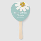 White Retro Modern Daisy Flower Custom Birthday Handwaaier (Voorkant)