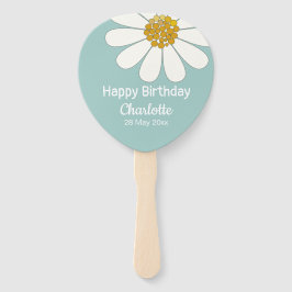 White Retro Modern Daisy Flower Custom Birthday Handwaaier
