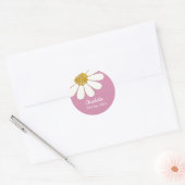 White Retro Modern Daisy Flower Custom Birthday Ronde Sticker (Envelop)