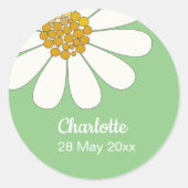 White Retro Modern Daisy Flower Custom Birthday Ronde Sticker (Voorkant)