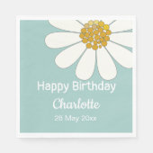 White Retro Modern Daisy Flower Custom Birthday Servet (Voorkant)