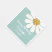 White Retro Modern Daisy Flower Custom Birthday Servet (Hoek)