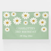 White Retro Modern Daisy Flower Custom Birthday Spandoek (Horizontaal)