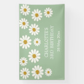 White Retro Modern Daisy Flower Custom Birthday Spandoek (Verticaal)