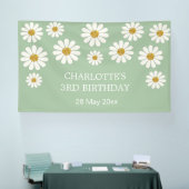 White Retro Modern Daisy Flower Custom Birthday Spandoek (Beurs)