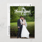 White Retro Script Weddenschap Bedankt Briefkaart (Voorkant / Achterkant)