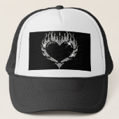 White Rhinestone Heart Baseball Trucker Hat Trucker Pet (Voorkant)