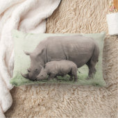 White Rhino & Baby Pillow Kussen (Deken)