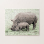 White Rhino & Baby Puzzle Legpuzzel (Horizontaal)