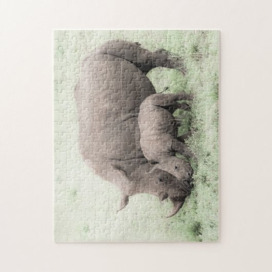 White Rhino & Baby Puzzle Legpuzzel (Verticaal)