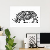 White Rhino Design Black Poster (Thuiskantoor)