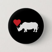 White-Rhino-with-Heart Ronde Button 5,7 Cm (Voorkant)