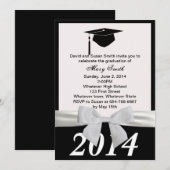 White Ribbon Afstuderen Invitation Kaart (Voorkant / Achterkant)