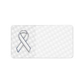 White Ribbon Awareness Applique op Houndstooth Etiket (Voorkant)