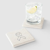 White Ribbon Awareness Applique op Houndstooth Stenen Onderzetter (Zijkant)