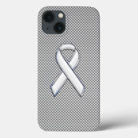 White Ribbon Awareness Carbon Fibre Print