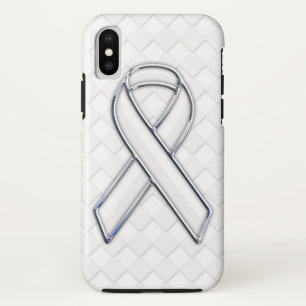 White Ribbon Awareness Checker Style iPhone XS Hoesje