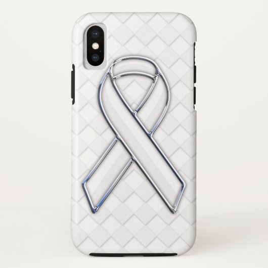 White Ribbon Awareness Checker Style Case-Mate iPhone Case (Achterkant)