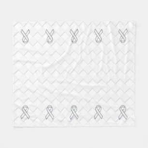White Ribbon Awareness Checker Style Fleece Deken