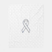 White Ribbon Awareness Checker Style Fleece Deken (Voorkant)