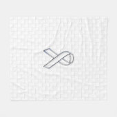 White Ribbon Awareness Checker Style Fleece Deken (Voorkant (Horizontaal))