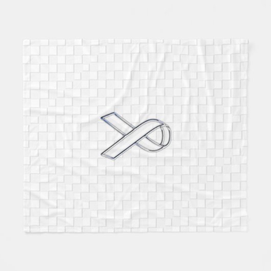 White Ribbon Awareness Checker Style Fleece Deken (Voorkant (Horizontaal))