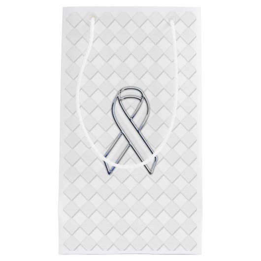 White Ribbon Awareness Checker Style Klein Cadeauzakje (Voorkant)