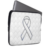 White Ribbon Awareness Checker Style Laptop Sleeve (Voorkant Rechts)