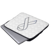 White Ribbon Awareness Checker Style Laptop Sleeve (Voorkant onderkant)