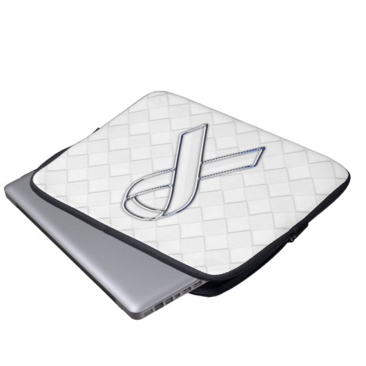 White Ribbon Awareness Checker Style Laptop Sleeve (Voorkant onderkant)
