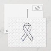 White Ribbon Awareness on Checkers Print Briefkaart (Voorkant / Achterkant)