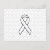 White Ribbon Awareness on Checkers Print Briefkaart (Voorkant)