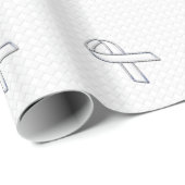 White Ribbon Awareness on Checkers Print Cadeaupapier (Rol Hoek)