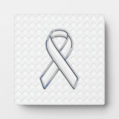 White Ribbon Awareness on Checkers Print Fotoplaat (Voorkant)