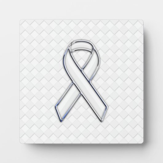 White Ribbon Awareness on Checkers Print Fotoplaat (Voorkant)