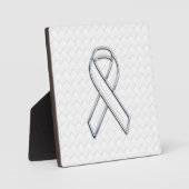 White Ribbon Awareness on Checkers Print Fotoplaat (Voorkant)