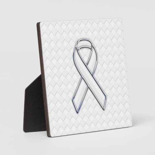 White Ribbon Awareness on Checkers Print Fotoplaat (Voorkant)