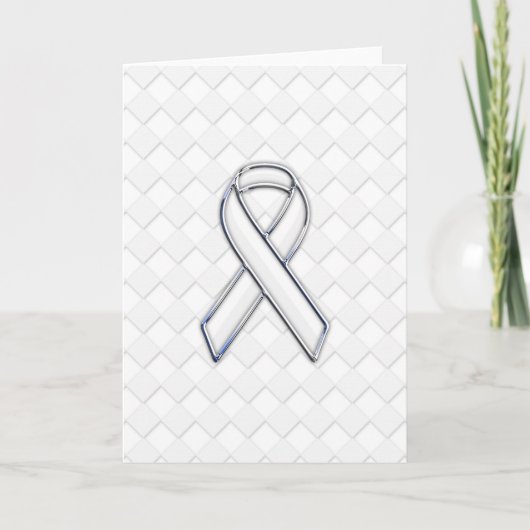 White Ribbon Awareness on Checkers Print Kaart (Voorkant)