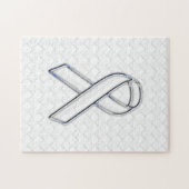 White Ribbon Awareness on Checkers Print Legpuzzel (Horizontaal)