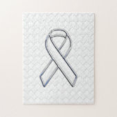 White Ribbon Awareness on Checkers Print Legpuzzel (Verticaal)