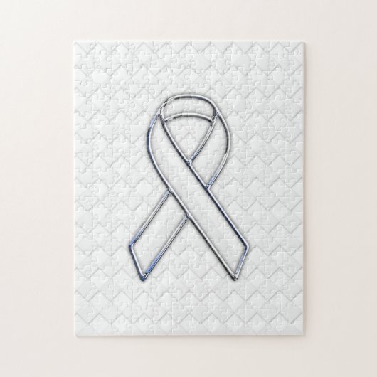 White Ribbon Awareness on Checkers Print Legpuzzel (Verticaal)