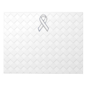 White Ribbon Awareness on Checkers Print Notitieblok