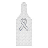 White Ribbon Awareness on Checkers Print Snijplank (Voorkant)