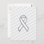 White Ribbon Awareness on Houndstooth Print Briefkaart (Voorkant / Achterkant)