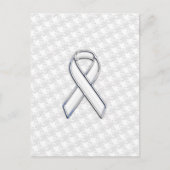 White Ribbon Awareness on Houndstooth Print Briefkaart (Voorkant)