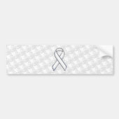 White Ribbon Awareness on Houndstooth Print Bumpersticker (Voorkant)