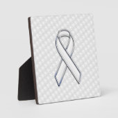 White Ribbon Awareness on Houndstooth Print Fotoplaat (Voorkant)