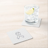 White Ribbon Awareness on Houndstooth Print Kartonnen Onderzetters (Insitu)